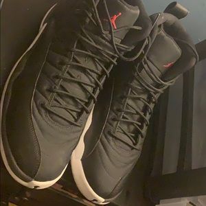 Black and white Jordan 12s